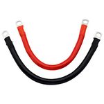 DAWRIS 2Pcs 2 AWG 30CM Auto Battery Cables, Red Black Car Battery Charger Cables Battery Cables Inverter Cables Leads with SC35-8 Ring Terminals Copper Wire for Truck, Motorcycle, Solar, RV, Marine