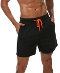 ADOREJOY Men Swim Shorts Quick Dry Swimwear Slim Fit Stretch Cool Holiday Cargo Pants Board Shorts(Black, 2XL)