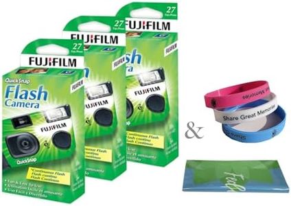 Fujifilm QuickSnap Flash 400 Disposable 35mm Camera Plus a Bonus Eco-Friendly Silicone Wrist Band and a Microfiber Cleaning Cloth (3 Pack)