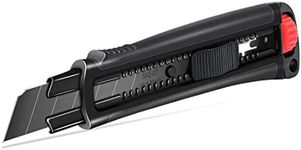 HAUTMEC 25mm Extra Heavy Duty Utility Knife with Double Lock Mechanism, Auto-Lock and Ratchet- Lock for Double Safety, SK2 Sharp Black Blade for Industrial or Construction Applications HT0254