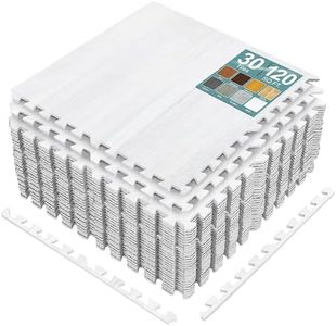 Sorbus 120 Sq. Ft. Wood Grain Floor Tiles Foam Mat EVA Interlocking Mats Tile 3/8-Inch Thick Flooring Wood Puzzle Exercise Mats w/Borders - Home Playroom Basement, Apartment, Trade Show, Baby, Dance