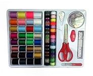 E-isata Sewing Tool Kit 100 in1 Assorted Sewing Threads with Bobbins Thread Spools Sewing Kit Accessories for Basic Sewing Machine Emergency and Travel