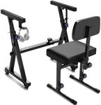 Liquid Stands Piano Keyboard Stand w/ Wheels and Bench Adjustable Stool Set - Portable Heavy Duty Digital Piano Stand for 54-88 Key Electric Piano Chair, Stool - Sturdy Keyboard Music Stand and Seat