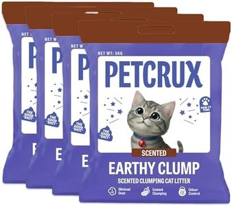 PetCrux Earthy Clump Cat Litter 20kg, 4 Packs of 5kg (Bulk Combo), Premium Natural Bentonite Clay, Lavender Scented, 99.9% Dust-Free, Super Clumping, for Multiple Cats