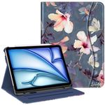 Fintie Case for iPad Air 11-inch M2 (2024), iPad Air 5th Generation (2022) / iPad Air 4th Gen (2020) 10.9 Inch, Multi-Angle Viewing Protective Cover with Pencil Holder & Pocket, Blooming Hibiscus