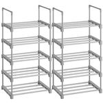 SONGMICS Shoe Rack, 5 Tier Shoe Organizer, Set of 2 Metal Shoe Storage Shelves, Easy to Assemble, Entryway, Grey ULSA055G02