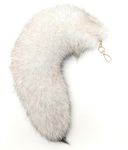 Huge Fluffy White Gray Fox Tail Fur Cosplay Toy HOOK Handbag Accessery Fashion Charm