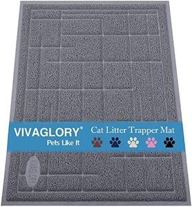 VIVAGLORY Cat Litter Mat for Catching Litter, Cats Litter Rug Catcher, Waterproof Pet Feeding Food Mats for Kitty Dog Small Animals, Non-toxic Safety for Pets, 90×60cm, Grey