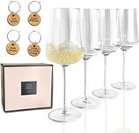 PURE MORA The Shirley White Wine Glasses - The Shirley - Set of 4, 12 oz, Classic Hand Blown Crystal Glass, Perfect for Tasting Rose, Chardonnay, Riesling Etc. Unique, Fancy, and Dishwasher Safe