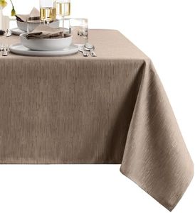 Elrene Home Fashions Continental Solid Texture Water, Stain & Wrinkle Resistant Tablecloth, 60"X84" Rectangle, Taupe