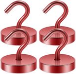 Neosmuk Magnetic Hooks Heavy Duty,120lb Super Strong Magnet with Hooks for Cruise Cabins, Large Metal Hooks for Hanging on Fridge,Extra Strong Magnet Hanger for Ship Walls,Red