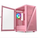 Vetroo M05 Pink Compact Computer Case Micro ATX Mini ITX Type-C Ready Lucency 4mm Tempered Glass Mesh Panel Pre-Installed Rear 120mm Addressable RGB Fan 240mm Radiator Support