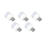 Oblivion Mini USB Led Light | Plug in Night Light Bulb | USB Light for Laptop | Portable USB Led Lamp | Portable Car Bulb for Bedroom Bathroom & Kitchen Use (5 Pcs) | Plastic, White