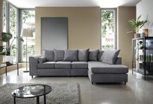 Abakus Direct Large Corner Sofa - Jumbo Cord L Shaped Sofas for Living Room with Luxury Deep Filled Cushioning | Contemporary Large Chaise Lounge Sofa in Cord Grey | W272xD164xH90 (Large Right Facing)