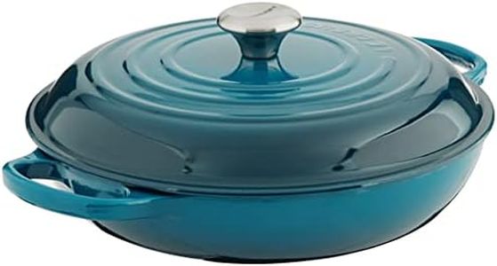 Le Creuset Signature Enamelled Cast Iron Shallow Casserole Dish With Lid, 30 cm, 3.2 Litres, Deep Teal, 21180306422430