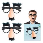 MFCGHXR 2 PCS Halloween Disguise Glasses, Glasses with Funny Nose Eyebrows Mustache Eyewear, Funny Disguise Glasses Funny Nose Funny Glasses Eyebrows and Mustache, for Halloween Party Decoration Adult