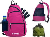 McEtt Pickleball Sling Bag – Adjustable Crossbody Backpack for Women Men – Holds Pickleballs, Paddles, Water Bottle, Gear, Pink, Large, Sling Backpacks