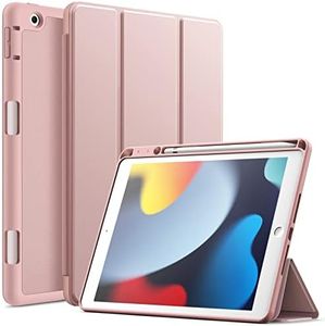 JETech Case for iPad 10.2 Inch 2021/2020/2019 (9th/8th/7th) Model with Pencil Holder, Slim Tablet Cover with Soft TPU Back, Auto Wake/Sleep (Rose Gold)