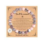 Goodbye Gifts for Coworkers Natural Stone Bead Bracelet Compass Charm Bracelet You Will Be Missed Bracelet Retirement Gifts Farewell Gifts for Workmates(Style 2)