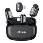 BOYA mini Wireless Microphone for iPhone/Android/PC with USB C/Lightning Plug, MFi Certified, Noise Cancellation, AI Voice Changer, 30H Battery Life with Charging Case for Vlogging Recording Podcast