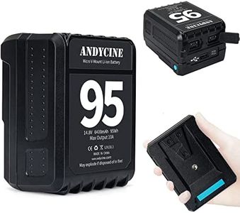 ANDYCINE Mini batteria con montaggio a V 95 Wh 10 A con uscita Dual D e USB-A per l'alimentazione di videocamere, luci a LED, smartphone, tablet.