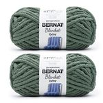 Bernat Blanket Extra Chunky Chenile Acrylic Yarn - 2 Pack of 300g/10.5oz #7 Jumbo Heavyweight Yarn for Knitting and Crocheting, Amigurumi, Thick Blankets (Smoky Green, 97 Yards 2-Pack)