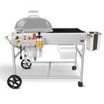 GRILL FORCE Grill Table Kettle Grill Cart Outdoor Grill Stand Protable Outdoor Prep Table Fits 18" 22" Weber Original Kettle Premium,Master Touch,Jumbo Joe Charcoal Grill with Lid Holder Hooks