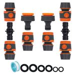 Garden Hose Connector for Hose Pipe, Outside Tap to Hose, Hose to Hose Connector Fittings Set - 6 Quick Connector for Hose, 2 Adapter Connector for Tap 3/4''&1/2'' 2 in 1, 2 Double Male Hose Connector