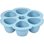 BÉABA, Silicone Multi-Containers, Premium-Quality for Baby, Extreme Heat Resistance, Oven and Microwave, 6 Separate Sections, Airtight Lid, Made in Italy - 6x150 ml - Blue