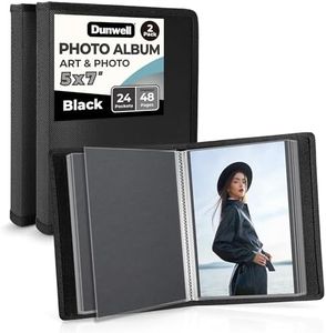 Dunwell Small Photo Album 5x7 (Black, 2-Pack), 5 x 7 Photo & Art Portfolio Presentation Book, Each Shows 48 Pages, Professional Mini Photo Book for 5x7 Pictures, Postcards, Artwork, Keepsakes