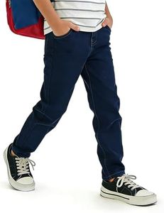 Tenfinordi Boy Slim Fit Stretch Jeans Elastic Waist Pull On Denim Pants for Boys with 5 Pockets Dark Blue Casual School Sports Jogging Comfort Kids Denim Trousers Size 10
