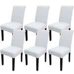 JQinHome High Stretch Removable Washable Chair Seat Protector Cover for Home Party Hotel Wedding (Pack of 6, White)