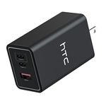 HTC 65W Fast USB-C Wall Charger, PowerIQ 3.0 & GaN 3-Port Foldable Type-C Wall Charging Block for MacBook, USB-C Laptops, iPad Pro, iPhone, Galaxy, and More