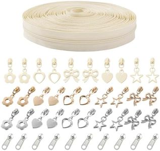 Mylbeter #3 Nylon Coil Zippers by The Yards White Bulk Zippers 10 Yards with 40PCS Sliders Continuous Zipper Tape for DIY Bag Clothing Sewing Crafts Gold Pull Sliver Slider Zipper for Bags and Purses