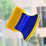 Eloxee Magnetic Double-Side Glass Cleaner | Two-Sided Wiper With 2 Extra Cleaning Cotton Pads | Squeegee Washing Equipment for 3-8mm Single Glazing Windows (Medium)