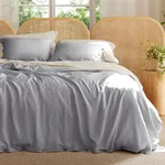 Bedsure Cooling Duvet Cover King, Rayon Derived from Bamboo Linen Blend Duvet Cover King, Grey Duvet Cover Set, 3 Pieces, 1 Duvet Cover 104x90 Inches and 2 Pillowcases, Comforter Sold Separately