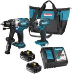 Makita DLX2145MX 18V LXT Cordless 2-Tool Combo Kit with 2 Batteries (4.0 Ah), Rapid Charger & Tool Bag