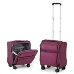 Hanke 16 Inch Underseat Carry On Luggage with Spinner Wheels for Airline, Small Softside TSA Approved Luggage Lightweight Rolling Suitcases Under Seat Personal Item Travel Carry-On Bag(Purple)