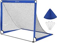 Kids Football Goal for Garden, 4' X 3' Foldable Football Nets with Carry Bag and U-shaped Ground Pegs, Training Goal Posts for Garden, Backyard, Playground Blue