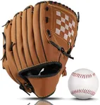 HolyElks Baseball Glove + Ball Sets, Softball Glove, Baseball Mitt, 10.5''-12.5'' for Youth Adult Training and Beginner Play, Synthetic Leather Softball Mitt, Right Hand Throw (Brown, 11.5")
