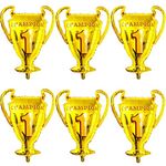 Finypa 6 pcs Gold Champion Foil Balloons Championship Mylar Trophy Balloon The First Prize Sport Balloons Basketball Soccer Football Anniversary Birthday Games Champion Trophy Party Decorations