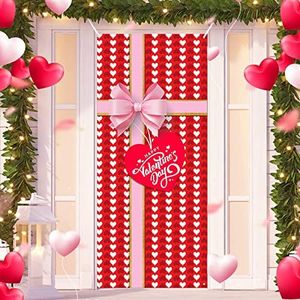 Happy Vanletine’s Day Door Covers Decoration Vanletine’s Day Gift Box Photography Backdrop,Holiday Party Sign for Home Wall Front Door