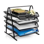 LAYZOO Metal Office Desktop Tray Rack, Mesh Metal Desk Organiser File Rack Letter Tray A4 Papers Documents Holder Desk Organizer for Office (4 Tier, Black)