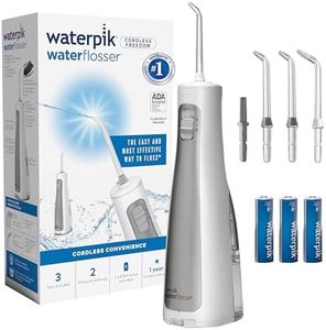 Waterpik Cordless Freedom, Portable Water Flosser - Battery-Operated (Batteries Included), 2 Pressure Settings, Waterproof & Shower Safe, 3 Flosser Tips, 2-Year Warranty - White (WF-03A010)