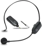 2.4G Dual Wireless Microphone Headset, UHF Wireless Headset Mic and Handheld Mic 2 in 1, 165FT Range, 3.5mm & 6.35mm Jacks, Ideal for Teaching, Fitness, Yoga, PA System, Amplifier, Training (Black)