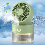 Yakiter Portable Misting Cooling Fan with 350ML Water Tank, 3 Speeds USB Rechargeable Desk Fan, 360° Adjustable Angel, Low Noise Personal Fan with Night Light for Home Office Use(Green)