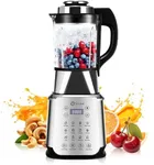 ASH01-S Stainless Steel Blender with Heating, 26000-60000RPM High Speed Food Processors Blender for kitchen, 1200W Glass jar blender with Keep Warm Auto Clean 14 Functions for Nut Milk Smoothies Sauce