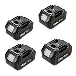 4 Packs Upgraded 5.0Ah 18V BL1850B with LED Replacement Lithium-ion Battery Compatible with Makita 18 Volt Battery for Compatible Makita 18V Lithium-Ion Cordless Power Tools