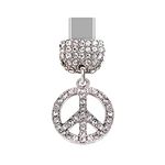 ELISE & FONDA TP80 Type-C USB Charging Port Crystal Anti Dust Plug Peace Sign Cell Phone Charm for Samsung Galaxy/Huawei/OnePlus/Xiaomi/oppo New Android Phones(White), approx. 2.5 cm (H) x 2.5 cm (W) x 0.2 cm (D), Zinc Alloy Metal, Rhinestone