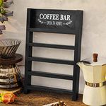 Perfnique K Cup Holder, Farmhouse Coffee Pod Holder for Keurig, Wooden Coffee Pod Ladder for Counter, Rustic Kcup Storage Organizer for Home Kitchen Coffee Bar Table Decor (Black, Style2)